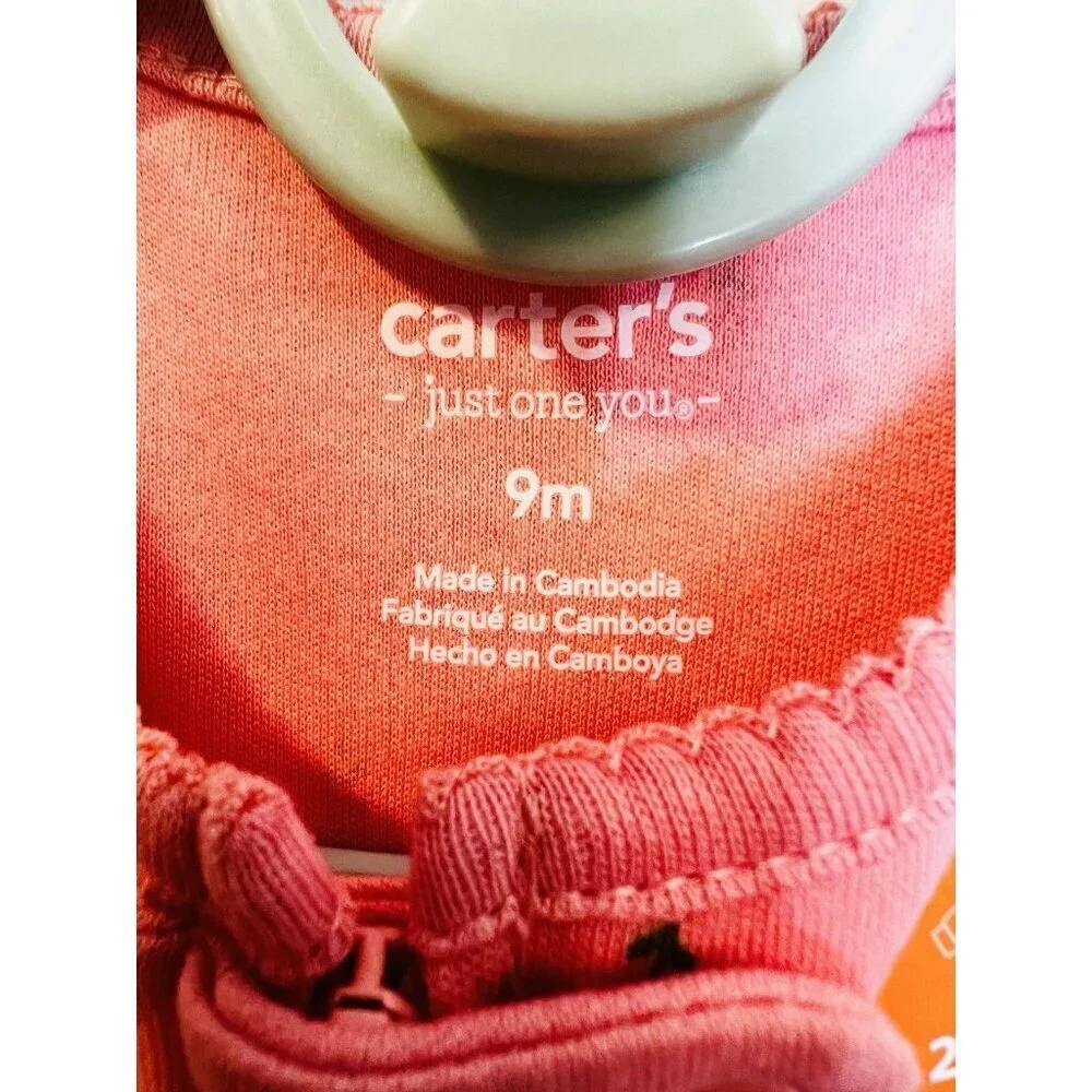 Carter's Just One You Sleeper Girls 9M Orange Little Sister 2-Way Zip Footed NWT